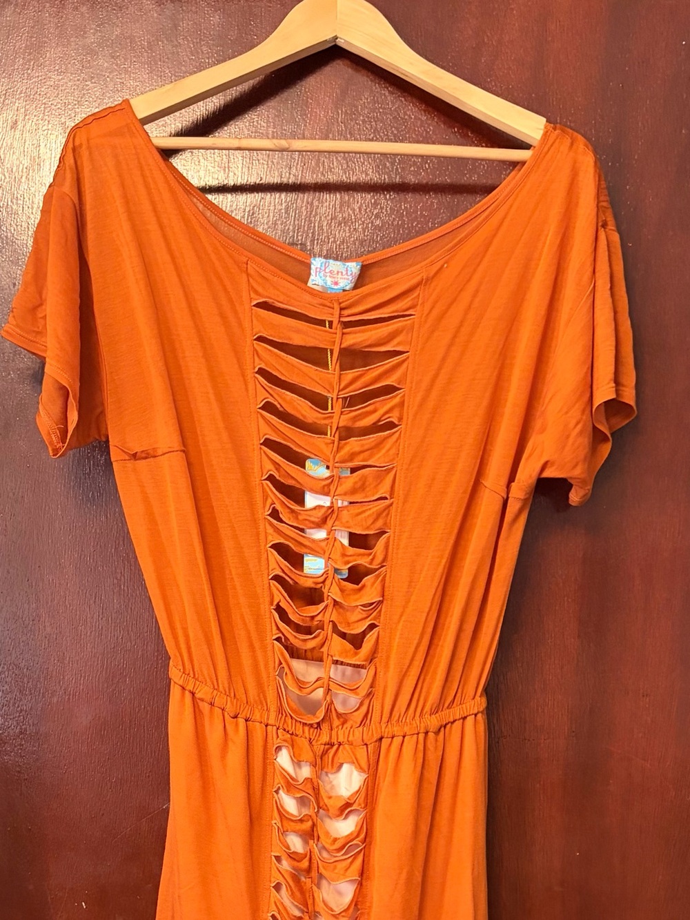Plenty by Tracy Reese Orange Cutout Backless Midi Dress